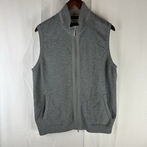 Tommy Bahama Island Zone Full Zip Sweater Vest Mens L‎ Gray Golf Preppy Coolmax